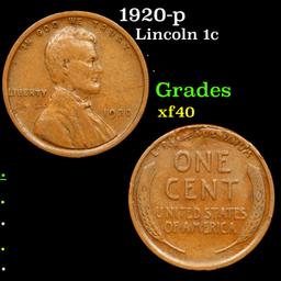 1920-p Lincoln Cent 1c Grades xf