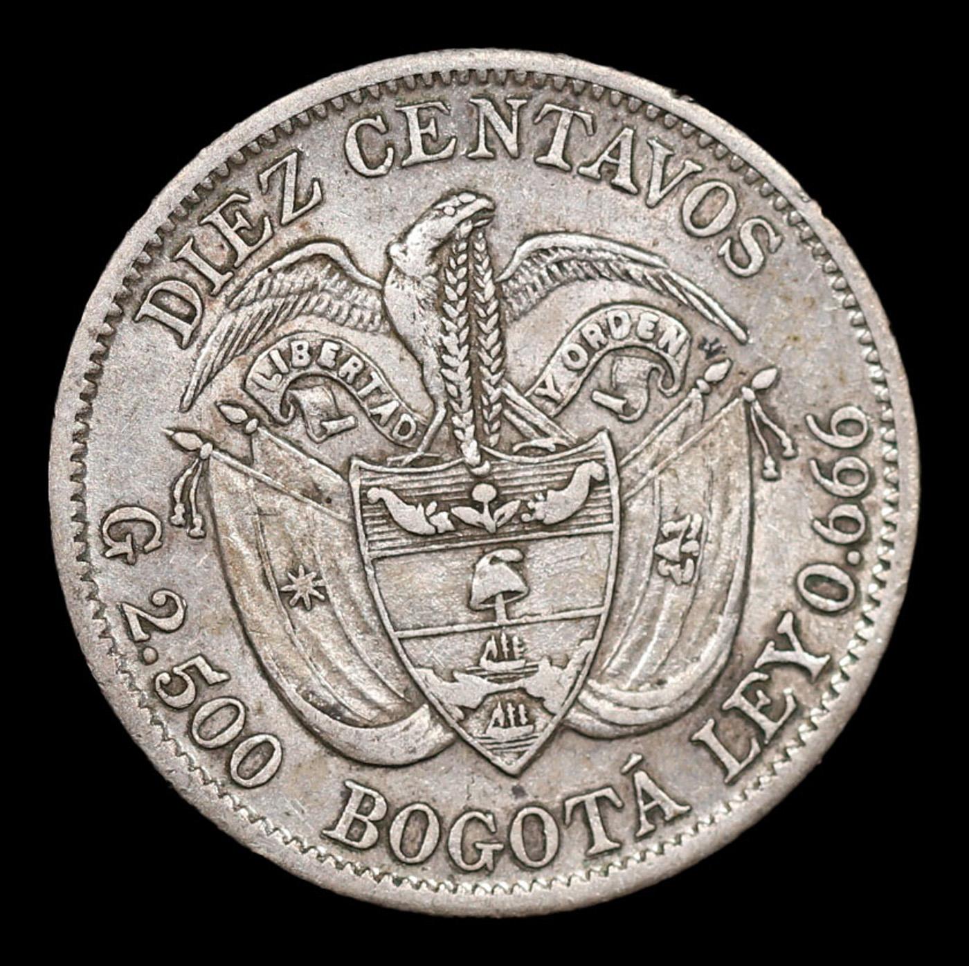 1897 Colombia 10 Centavos 10c KM-188 Grades Choice AU/BU Slider