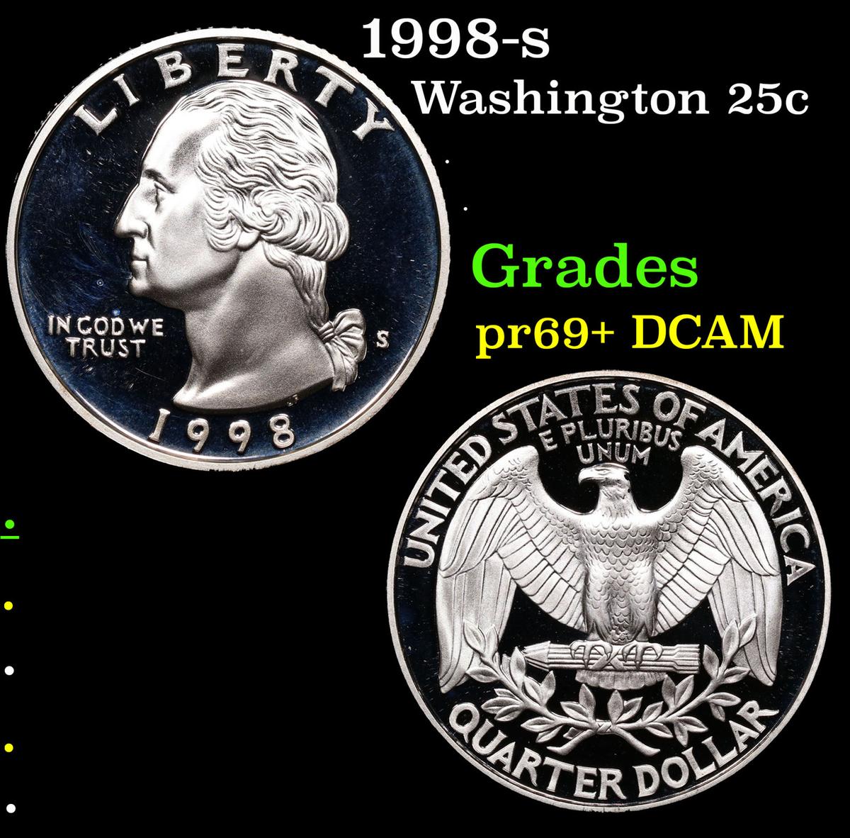 Proof 1998-s Washington Quarter 25c Grades GEM++ Proof Deep Cameo