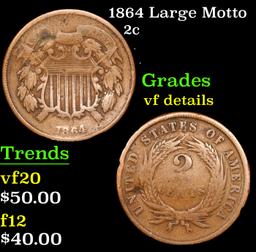 1864 Large Motto Two Cent Piece 2c Grades vf details