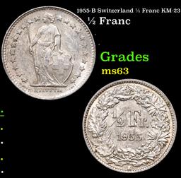 1955-B Switzerland 1/2 Franc KM-23 Grades Select Unc