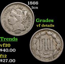 1866 Three Cent Copper Nickel 3cn Grades vf details