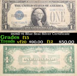 1928D $1 Blue Seal Silver Certificate Grades f+