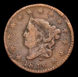 1816 Coronet Head Large Cent 1c Grades f+