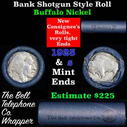 Buffalo Nickel Shotgun Roll in Old Bank Style 'Bell Telephone'  Wrapper 1925 & S Mint Ends