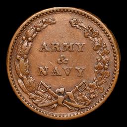 1863 Army & Navy Civil War Token 1c Grades Choice AU/BU Slider