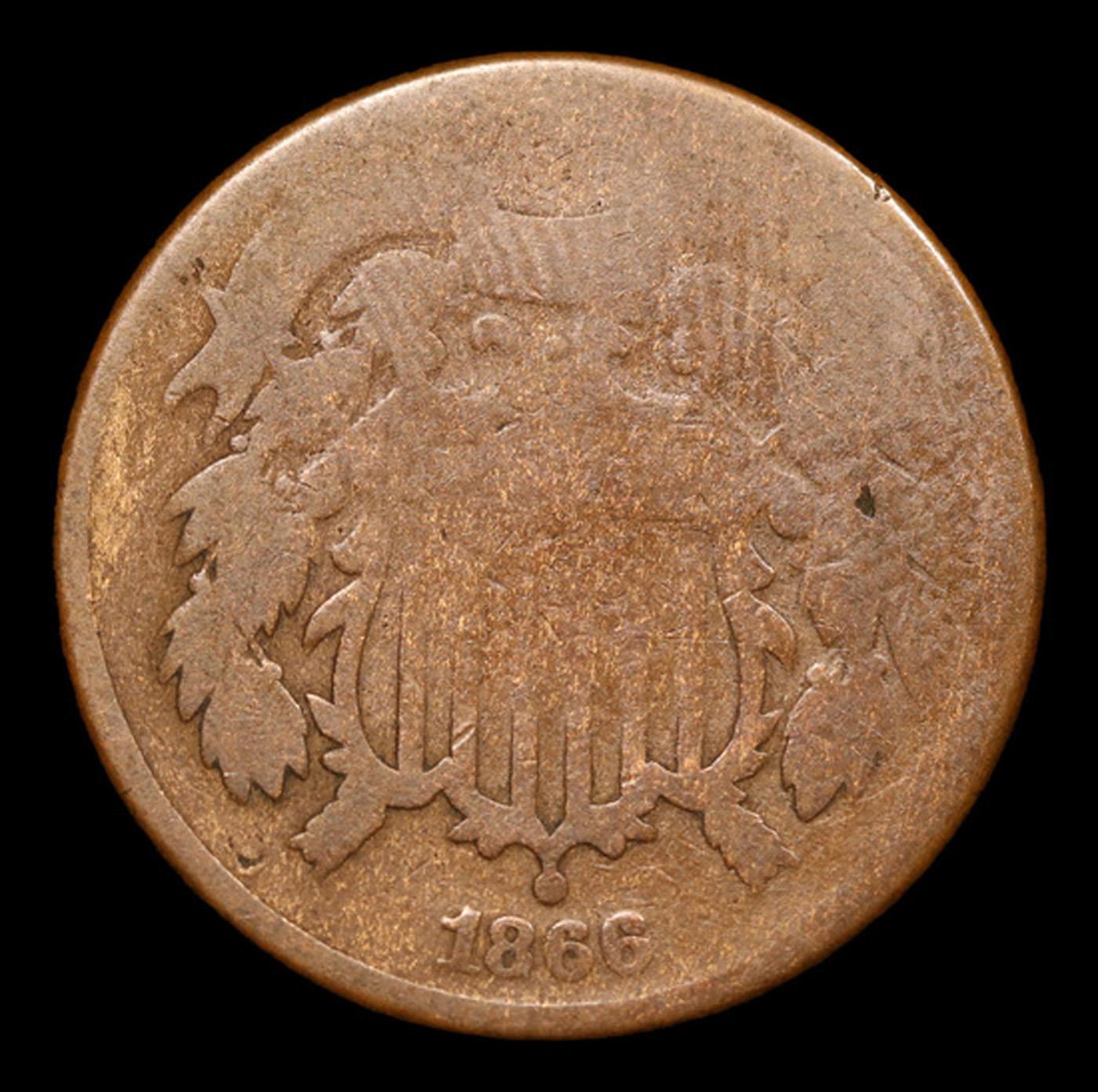 1866 Two Cent Piece 2c Grades vg, very good