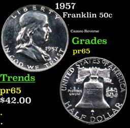 Proof 1957 Franklin Half Dollar 50c Grades GEM Proof