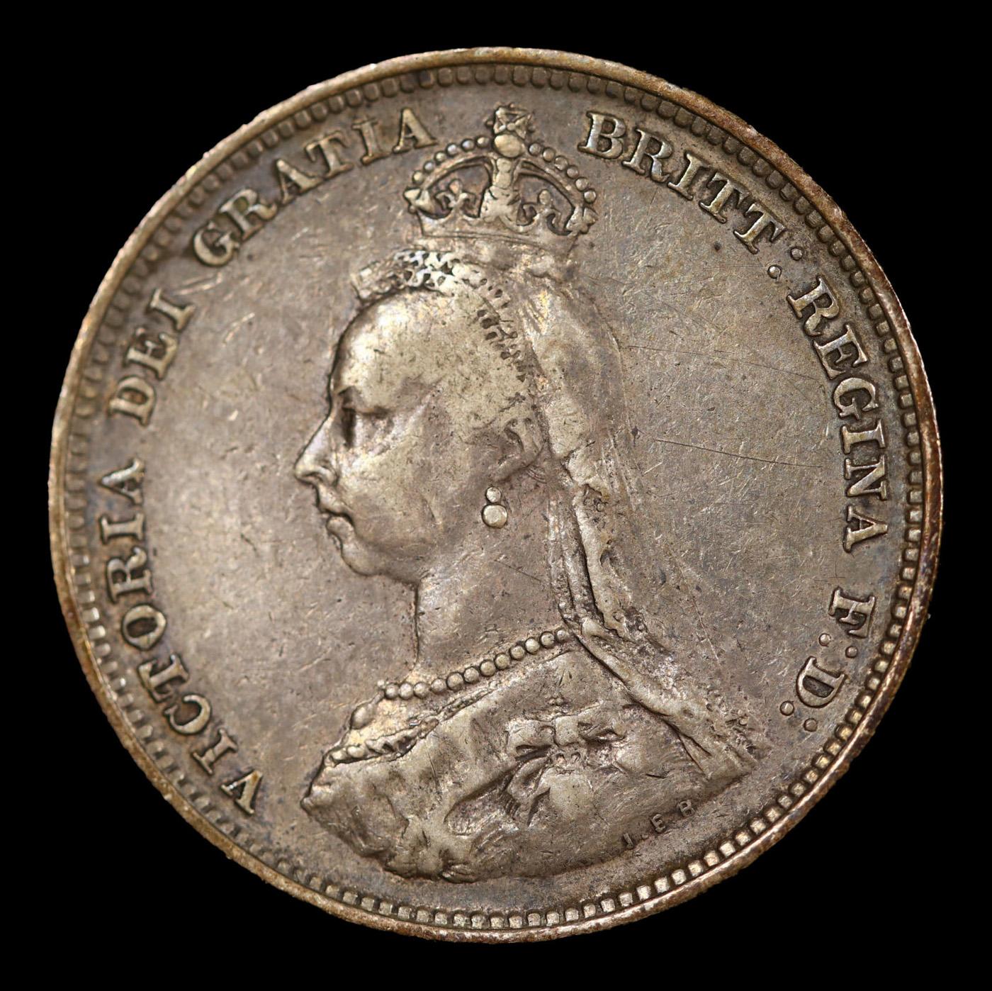 1887 Great Britain 1 Shilling Queen Victoria KM-761 Grades xf+