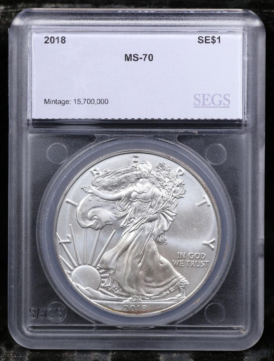 2018 Silver Eagle Dollar $1 Graded ms70 By SEGS