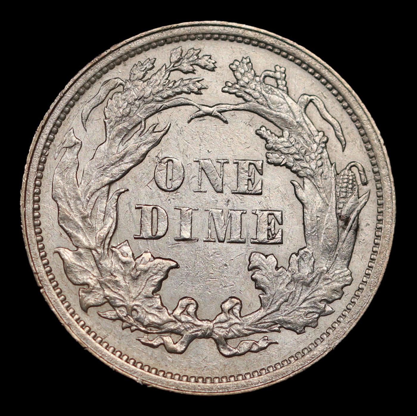 1862-p Seated Liberty Dime 10c Grades xf+