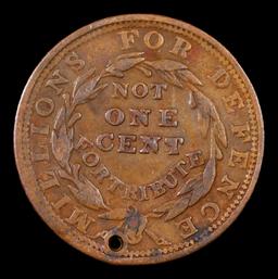 1837 Merchants Exchange Hard Times Token 1c Grades xf details