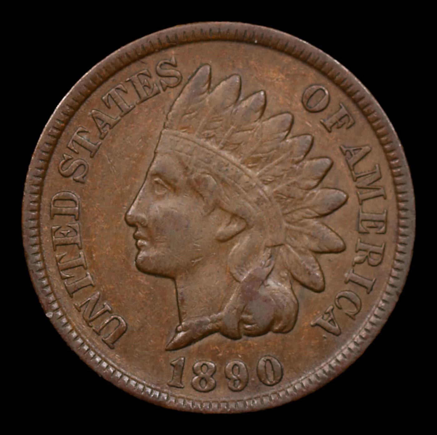 1890 Indian Cent 1c Grades xf+