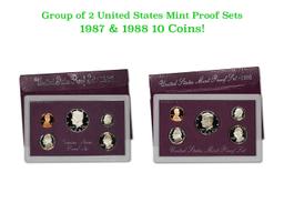 Group of 2 United States Mint Proof Sets 1987-1988 10 coins