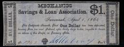 Rare 1864 $1 Merchants Savings & Loan Bank Bond Pritned On Other Bonds Grades Gem CU