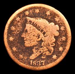 1837 Head of 1838 Coronet Head Large Cent 1c Grades vg details