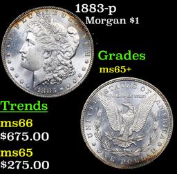 1883-p Morgan Dollar $1 Grades GEM+ Unc