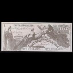 1800's Bank of East Tennessee $5 Obsollete Bank Note Grades Gem CU