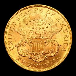 ***Auction Highlight*** 1874-p Gold Liberty Double Eagle $20 Graded ms62+ by SEGS (fc)