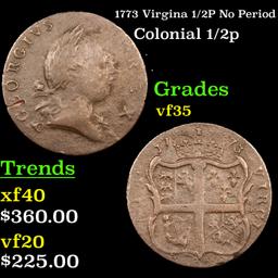 1773 Virgina 1/2P No Period Grades vf++