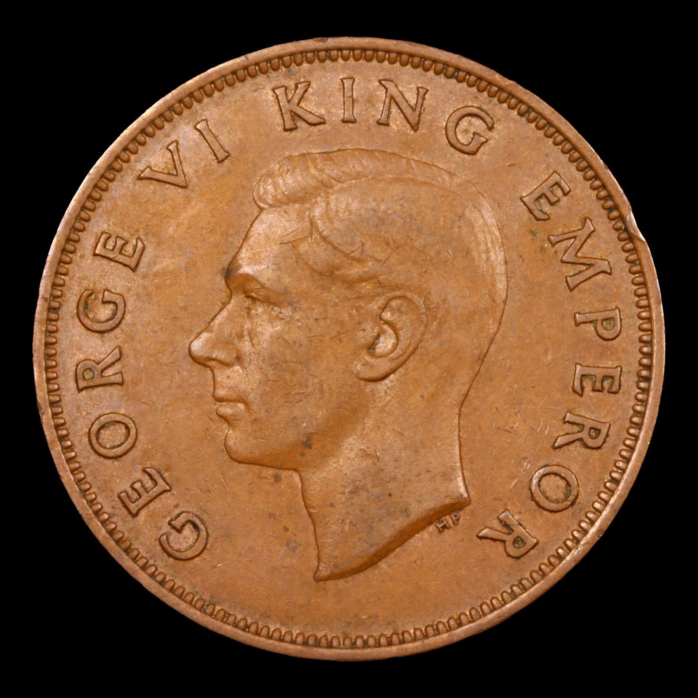 1946 New Zealand 1 Penny KM-13 King George VI Grades Choice AU/BU Slider