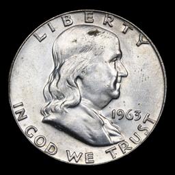 1963-d Franklin Half Dollar 50c Grades Select Unc