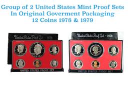 Group of 2 United States Mint Proof Sets 1978-1979 12 coins