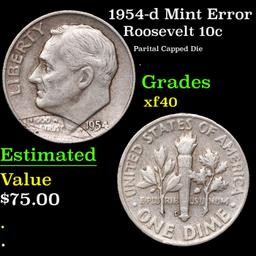 1954-d Roosevelt Dime Mint Error 10c Grades xf
