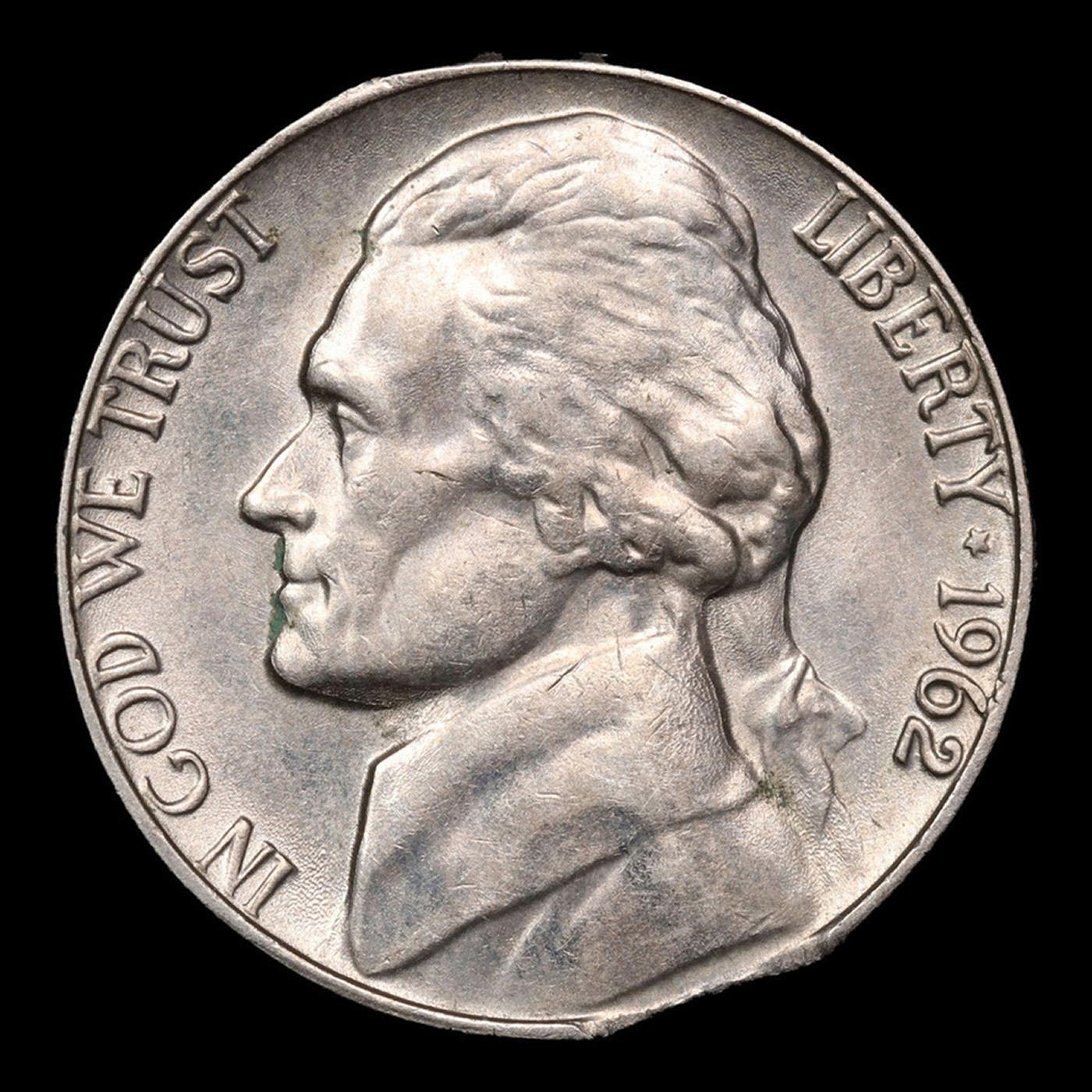 1962-p Jefferson Nickel Mint Error 5c Grades Choice Unc