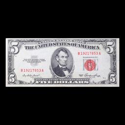 1953 $5 Red Seal United States Note Grades vf+