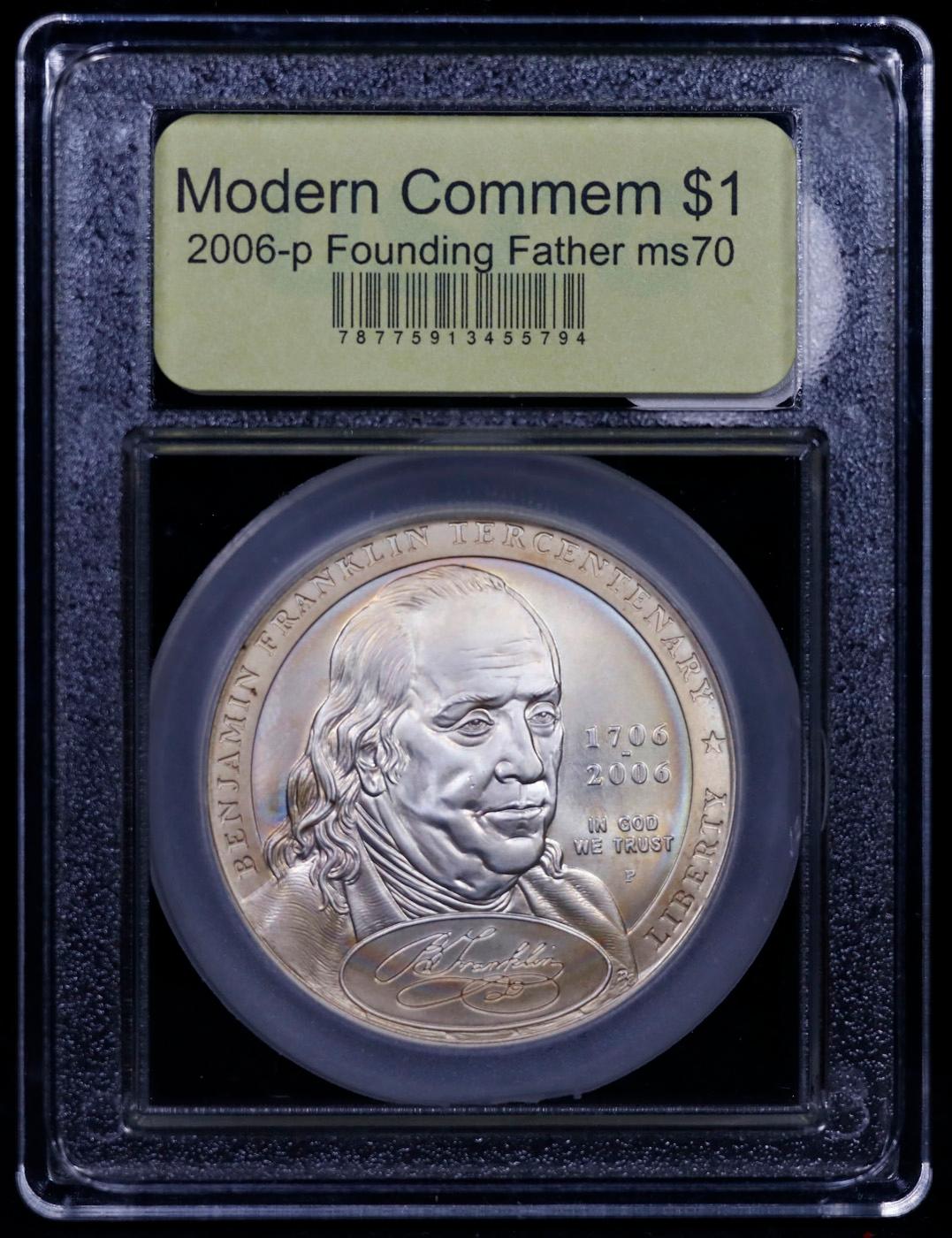 2006-p Ben Franklin Founding Father Modern Commem Dollar $1 Graded ms70, Perfection By USCG