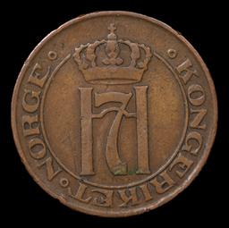 1915 Norway 5 Ore KM-368 Grades vf++
