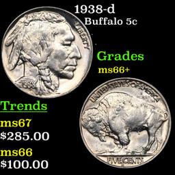 1938-d Buffalo Nickel 5c Grades GEM++ Unc