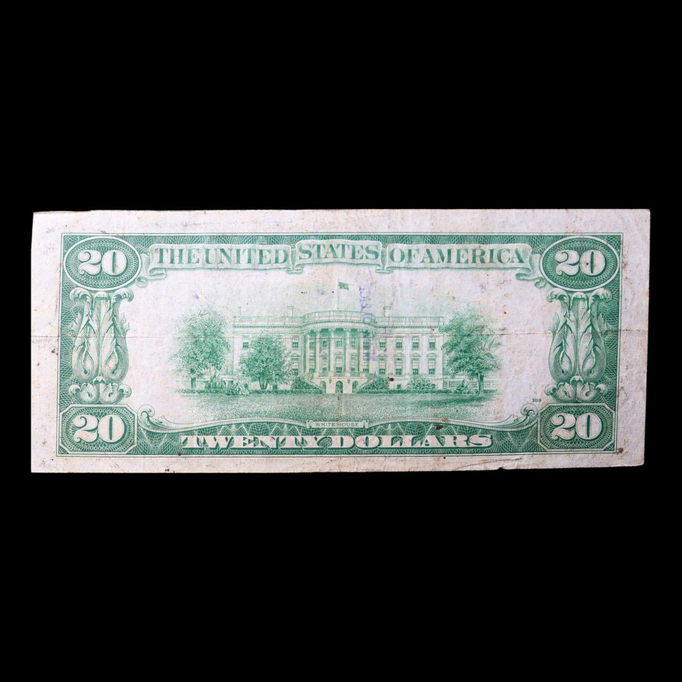 1934 $20 Green Seal Federal Reserve Note (Philadelphia, PA) Grades vf+