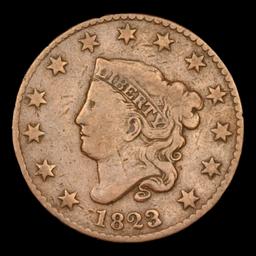 ***Auction Highlight*** 1823/2 N-1 Coronet Head Large Cent 1c Graded vf30 By SEGS (fc)