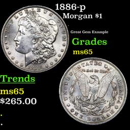 1886-p Morgan Dollar $1 Grades GEM Unc