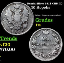 Russia Silver 1818 Cn6 nC Grades f+