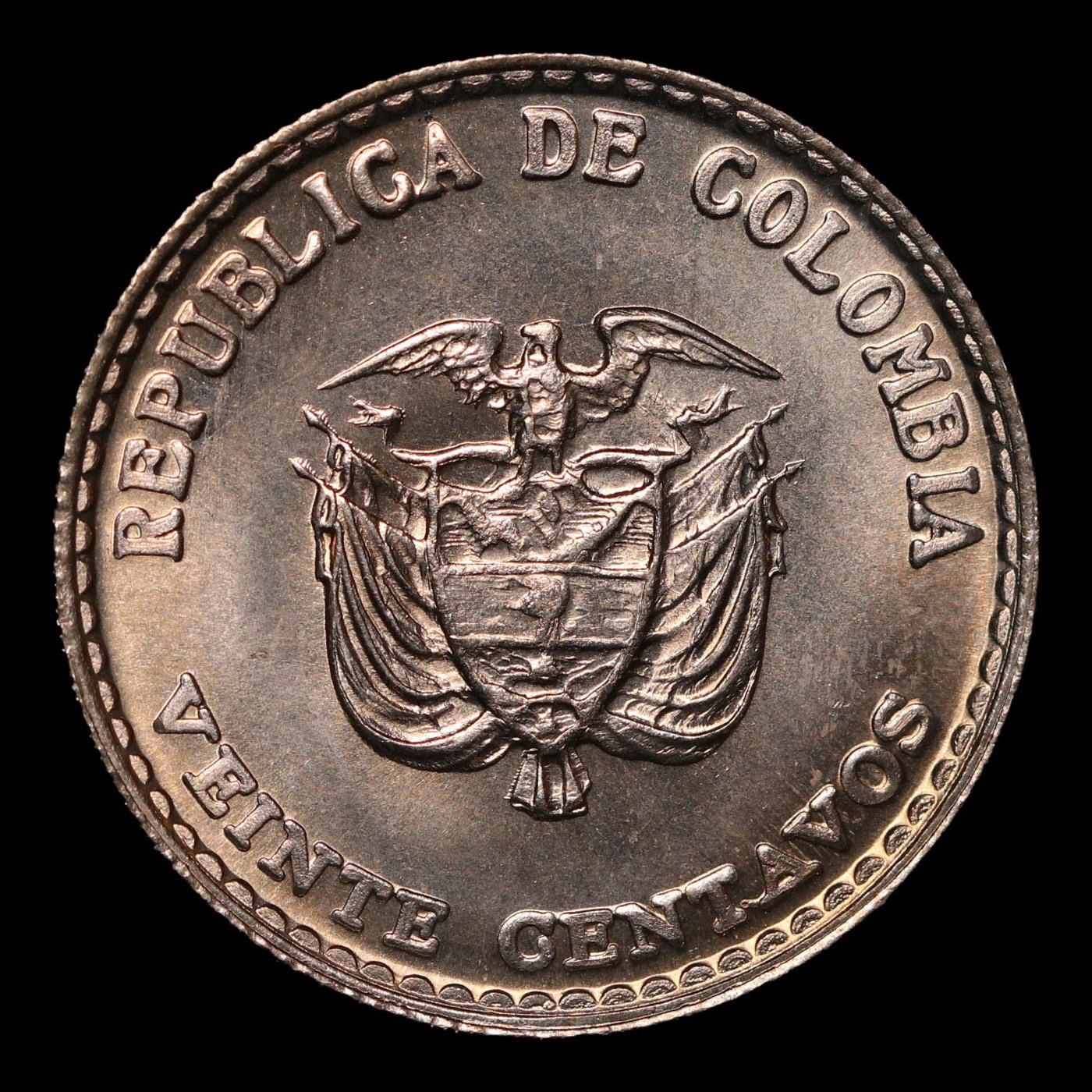 1965 Colombia 20 Centavos KM-215.1 Grades GEM++ Unc