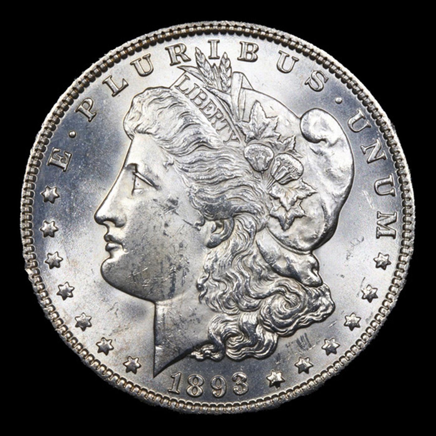 ***Auction Highlight*** 1893-p Morgan Dollar $1 Graded ms65+ BY SEGS (fc)