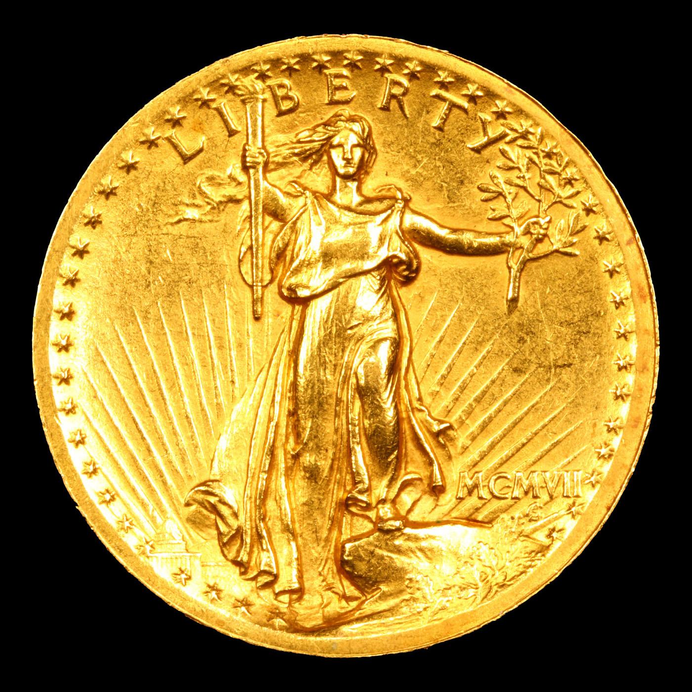 ***Auction Highlight*** 1907 High Relief, Wire Edge Gold St. Gaudens Double Eagle $20 Graded ms63+ B