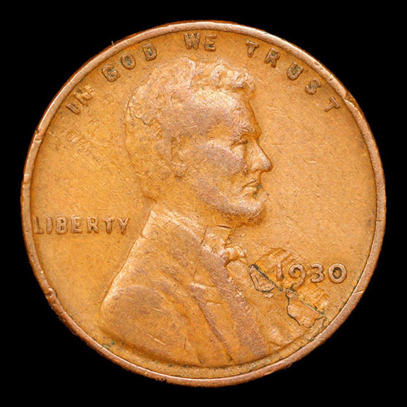 1930-p Lincoln Cent Major Mint Error 1c Grades xf+