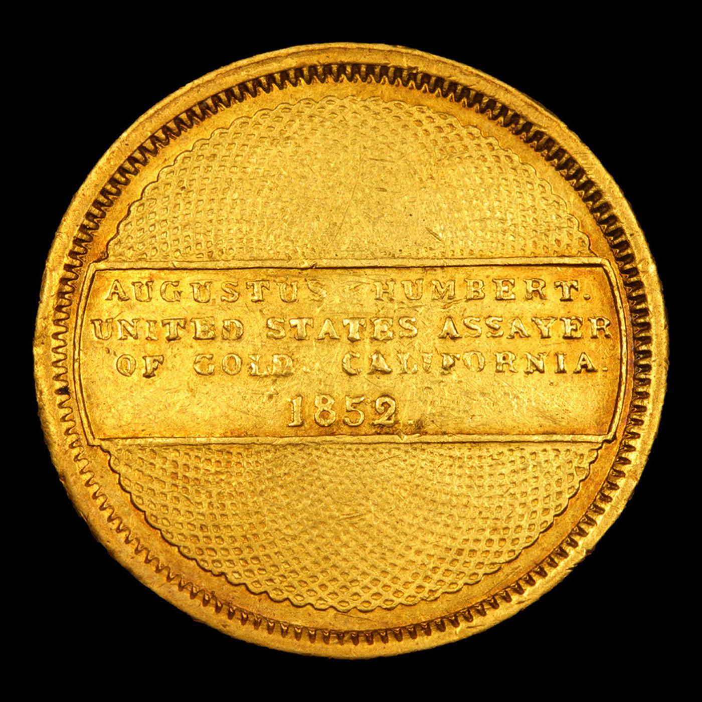 ***Auction Highlight*** 1852 $10 Humbert Pioneer Gold K-10 Graded au58+ BY SEGS (fc)