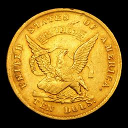 ***Auction Highlight*** 1852 $10 Humbert Pioneer Gold K-10 Graded au58+ BY SEGS (fc)