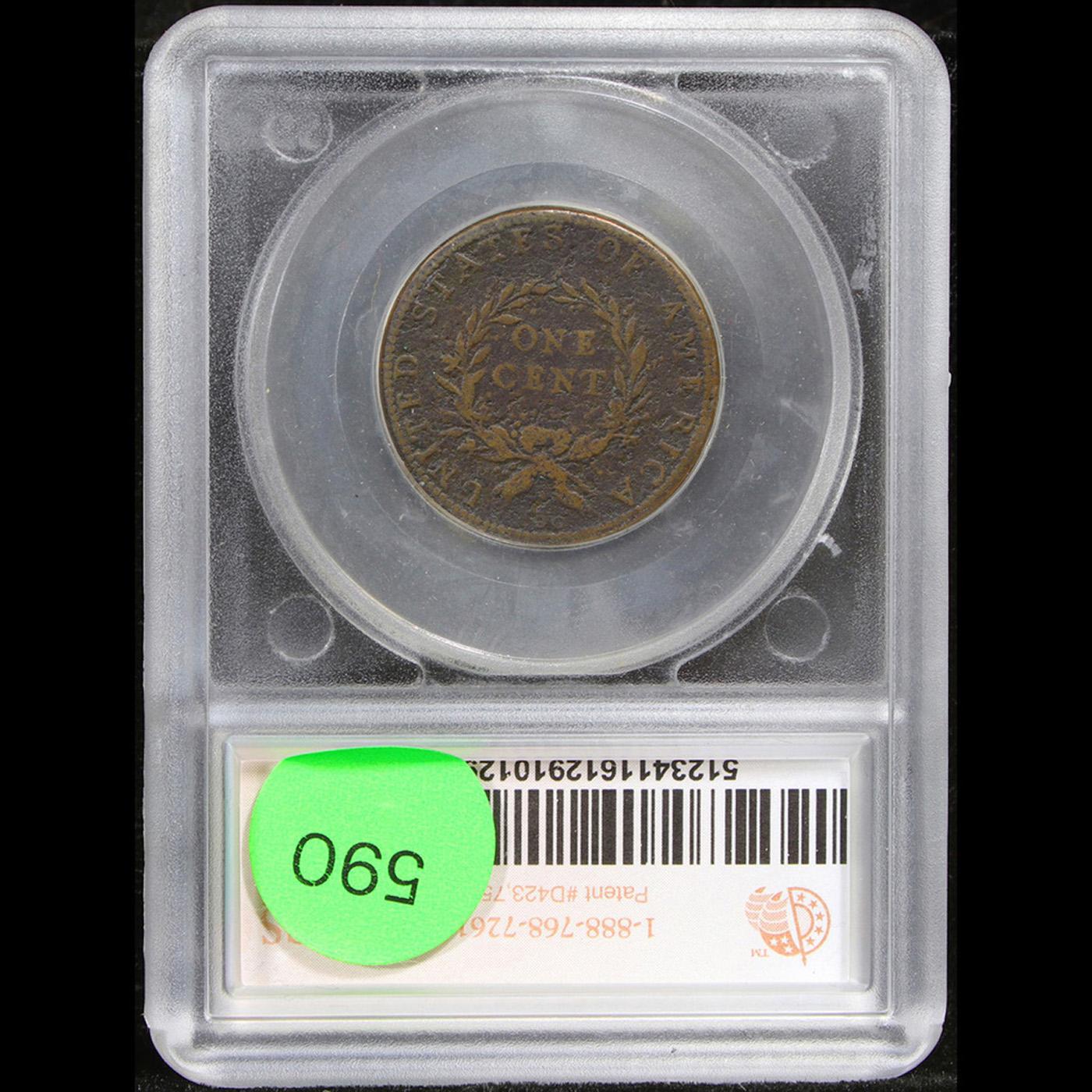 ***Auction Highlight*** 1793 Wreath Vine & Bars Flowing Hair large cent 1c Graded vf25 By SEGS (fc)