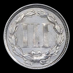 1865 Three Cent Copper Nickel 3cn Grades GEM Unc