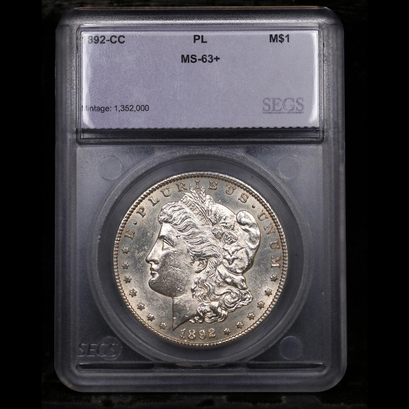 ***Auction Highlight*** 1892-cc Morgan Dollar $1 Graded ms63+ PL BY SEGS (fc)