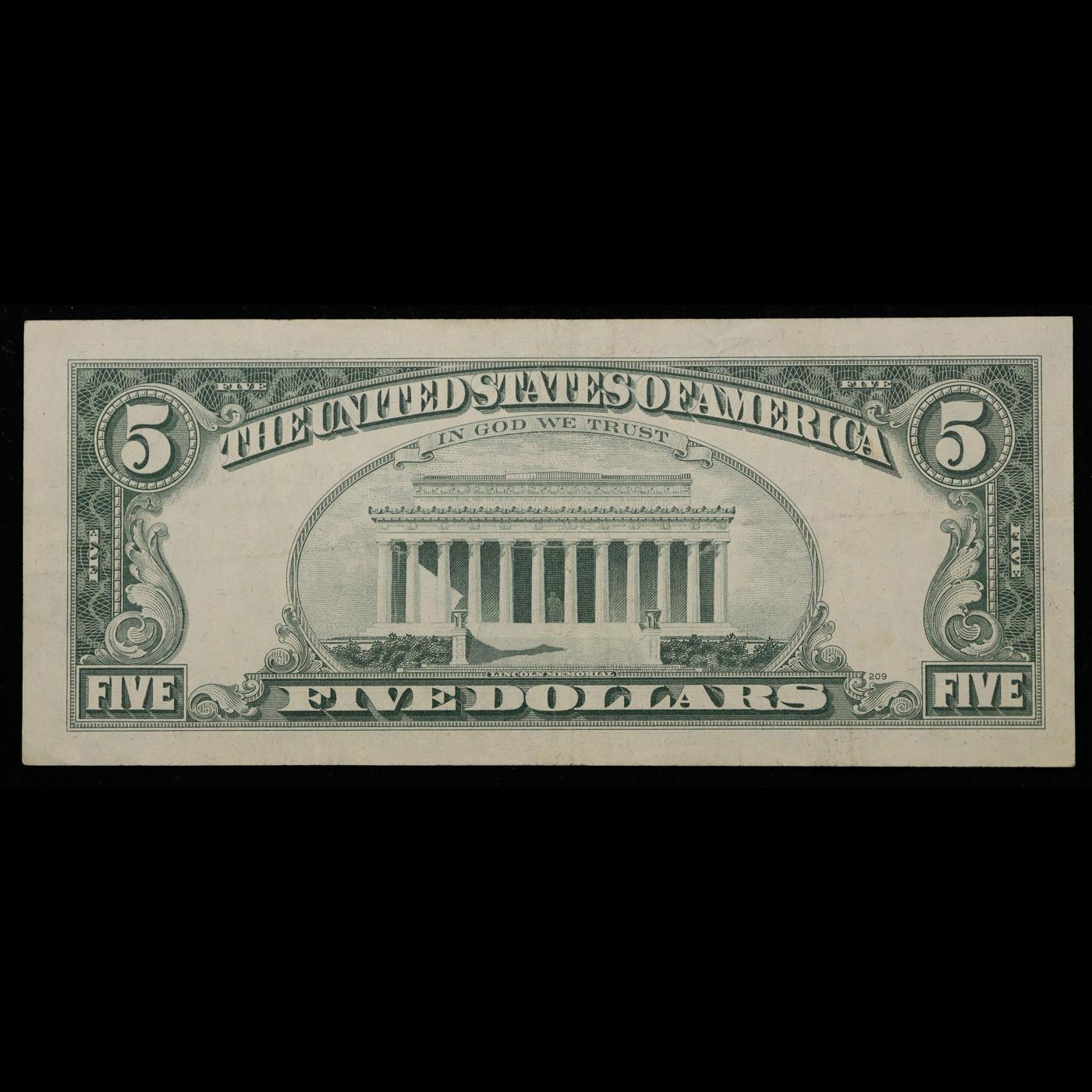 **Star Note** 1974 $5 Green Seal Federal Reserve Note (Philadelphia, PA) Grades vf+