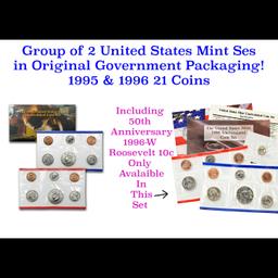 Group of 2 United States Mint Set in Original Government Packaging! From 1995-1996 with 20 Coins Ins