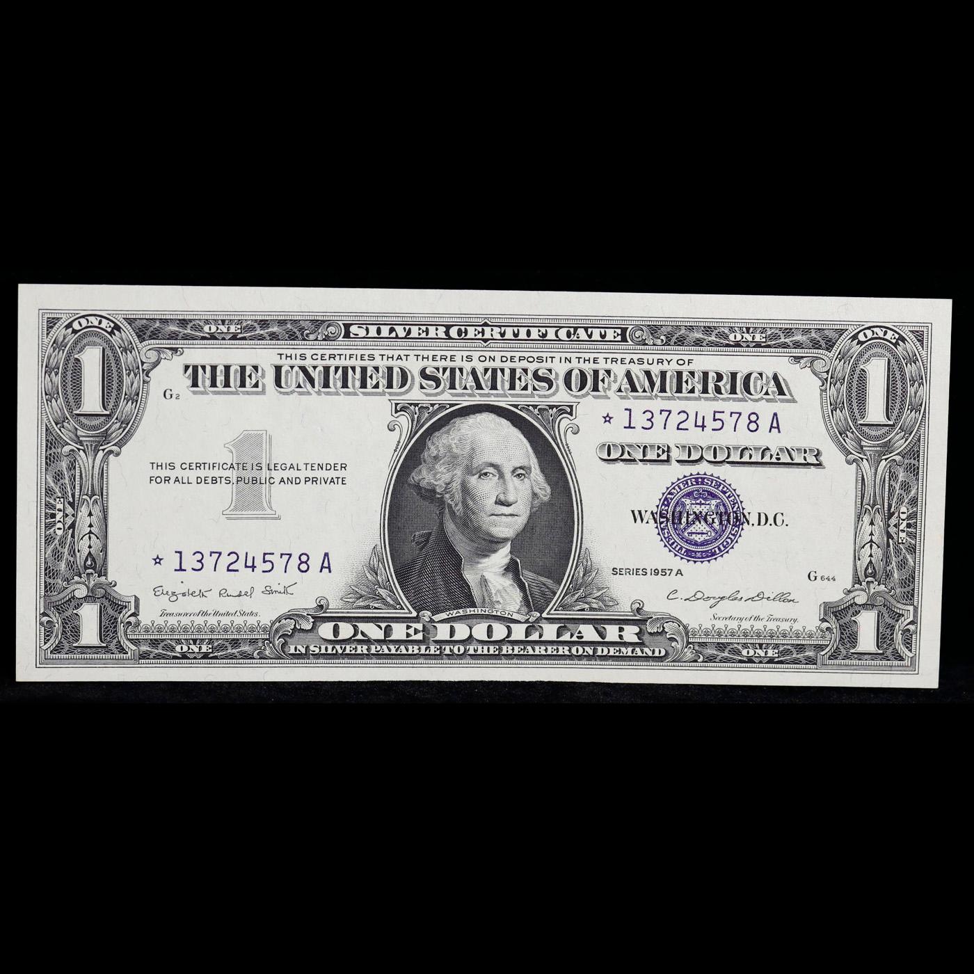 1957A **Star Note** $1 Blue Seal Silver Certificate Grades Gem CU