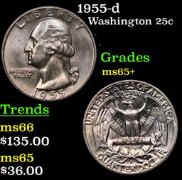 1955-d Washington Quarter 25c Grades GEM+ Unc